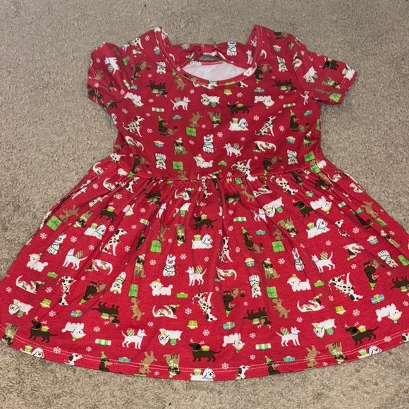 Red Kids Dress with Animal Print - Picture 2 of 3